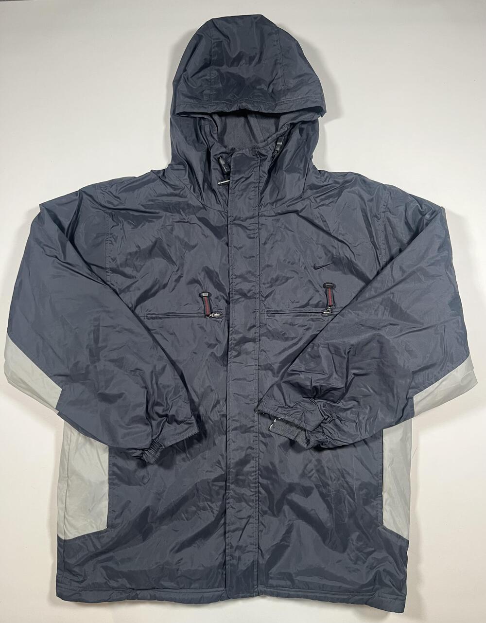 Nike Reversible Jacket Coat Mens Large Gray Hooded 3-in-1 Fleece Lined Ski